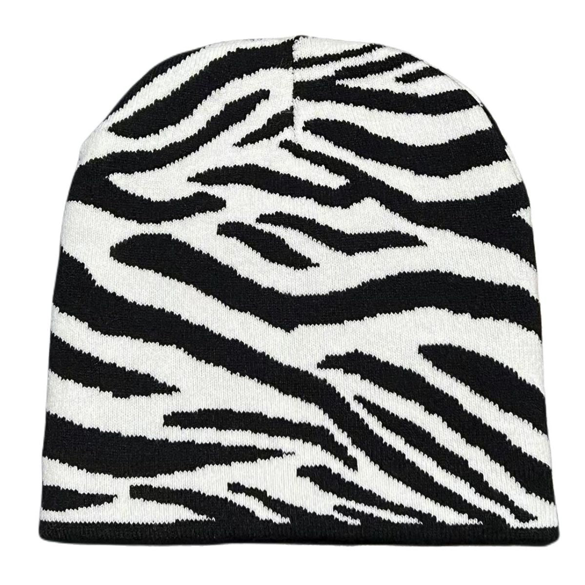 Wholesale Acrylic Black and White Pattern Butterfly Knitting Warm and Cold Proof Wool Cap