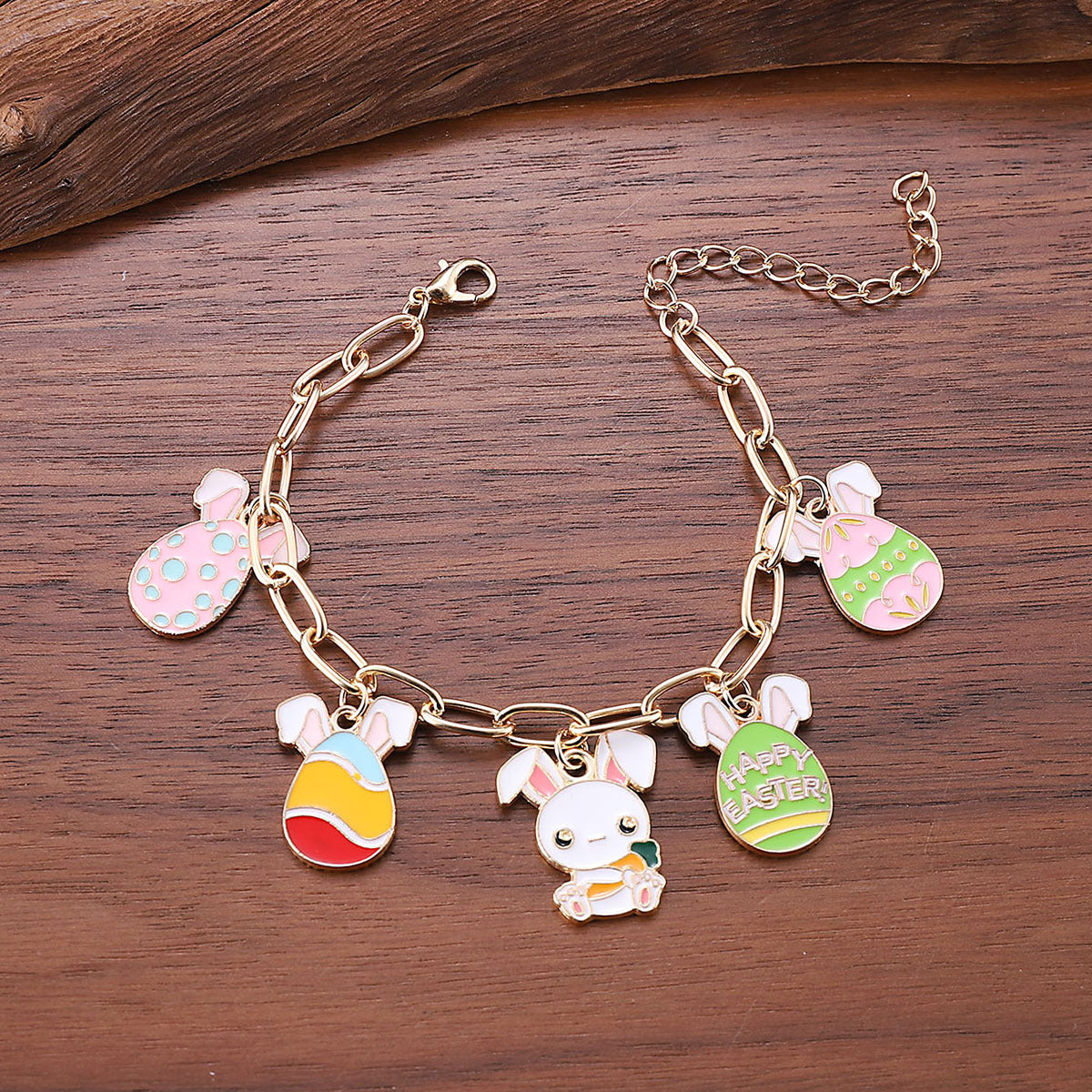 Wholesale Easter Cute Rabbit Colorful Egg Adjustable Bracelet