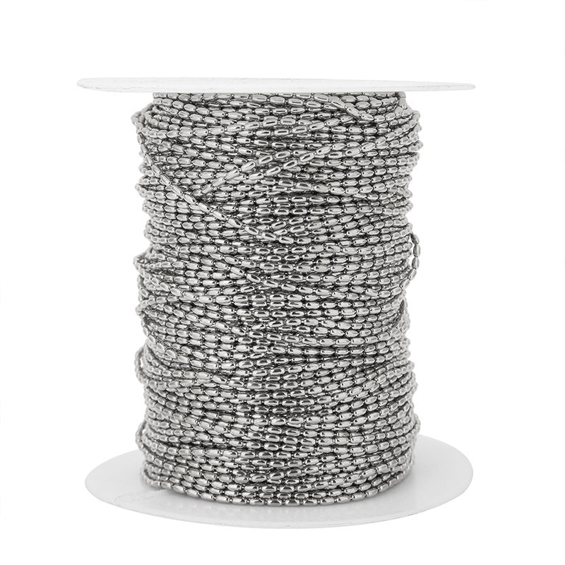 Wholesale 2PCS Stainless Steel Rice Bead Chain DIY Jewelry Pendants