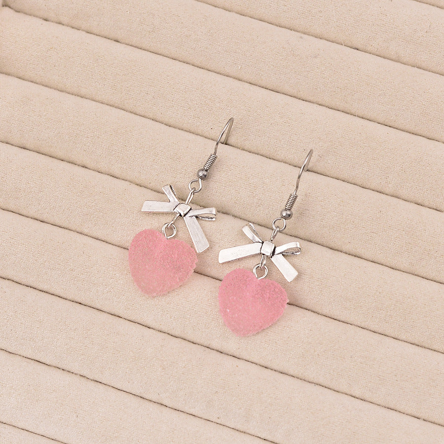 Wholesale Bow Peach Red Heart Resin Acrylic Earrings