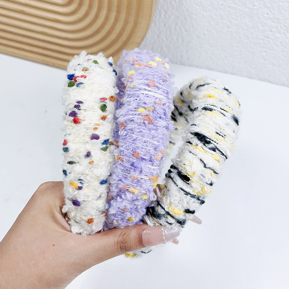 Wholesale Autumn and Winter Colored Wool Wrapped Plush Hair Bands
