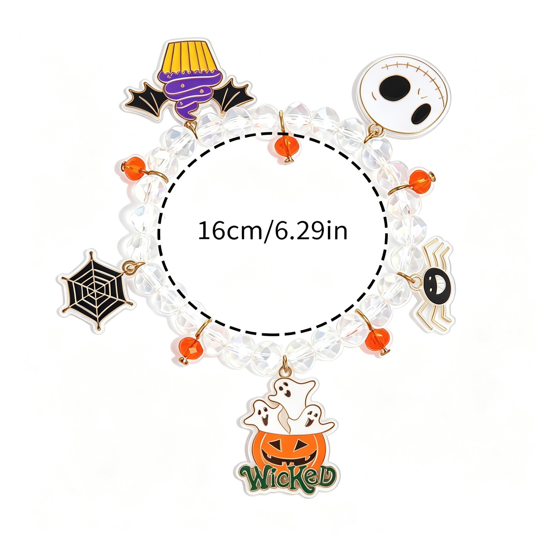 Wholesale Trendy Acrylic  Bracelet With Cute Pumpkin And Ghost Charms Unisex Fashion Jewelry Accessory For Party And Gift