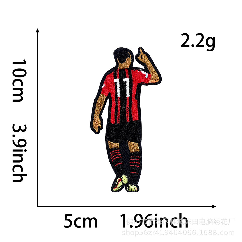 Wholesale Football Star Embroidered Patch Iron On DIY Cloth Badge For Clothing Stylish Fashion Accessory For Resale