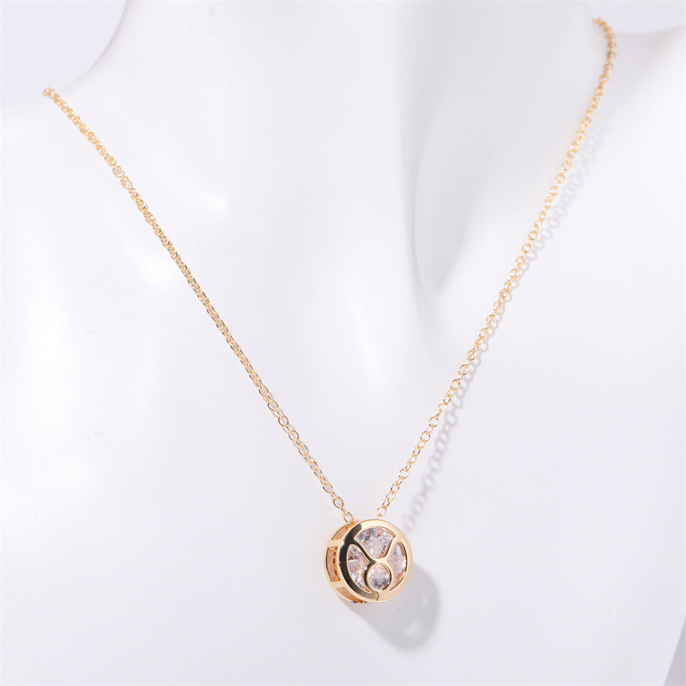 Wholesale Double sided hollow twelve contion gold-plated necklace
