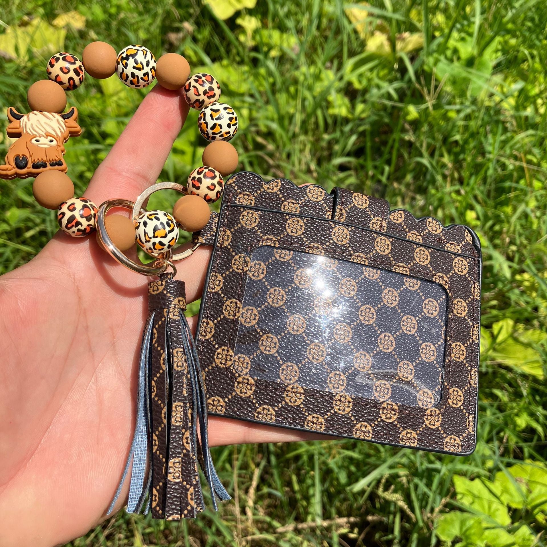 Wholesale Printed PU Leather Coin Purse Wrist Keychain