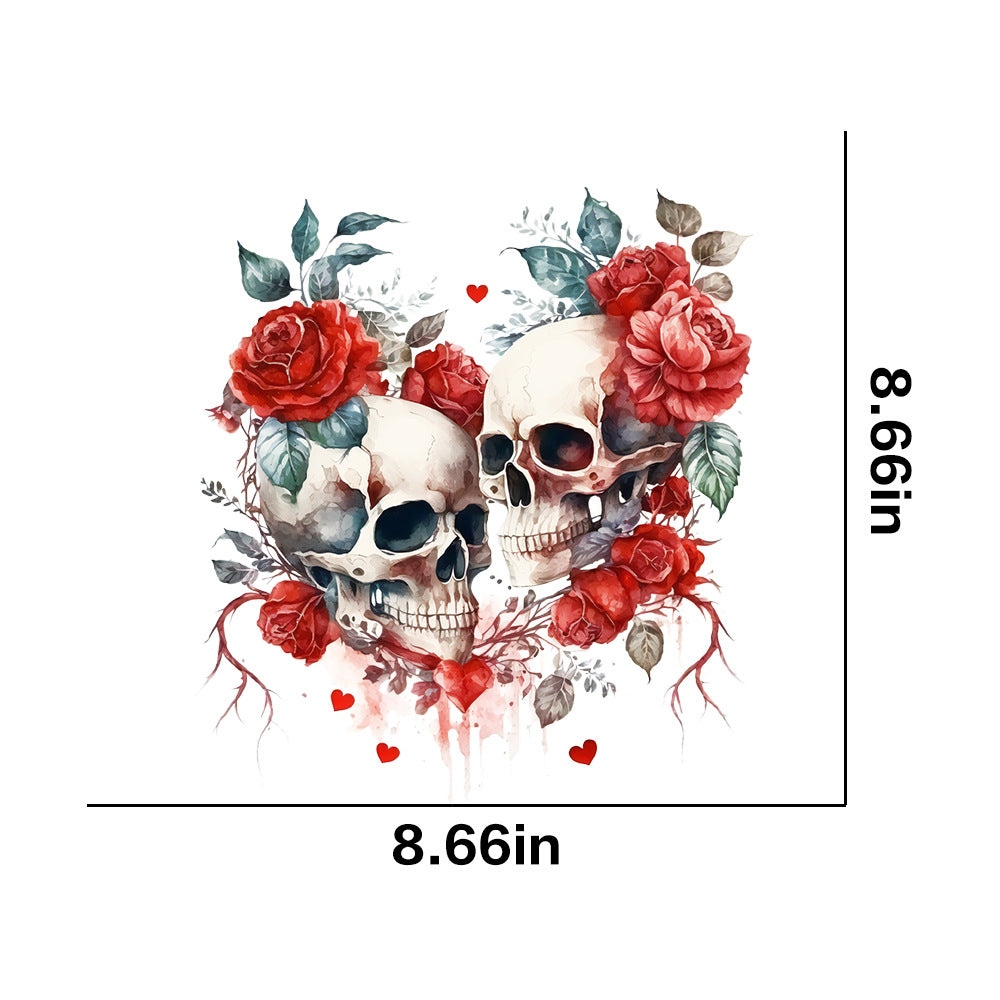 Wholesale 10pcs Colorful Flower Skull UV DTF Ready to Press Transfers Wraps