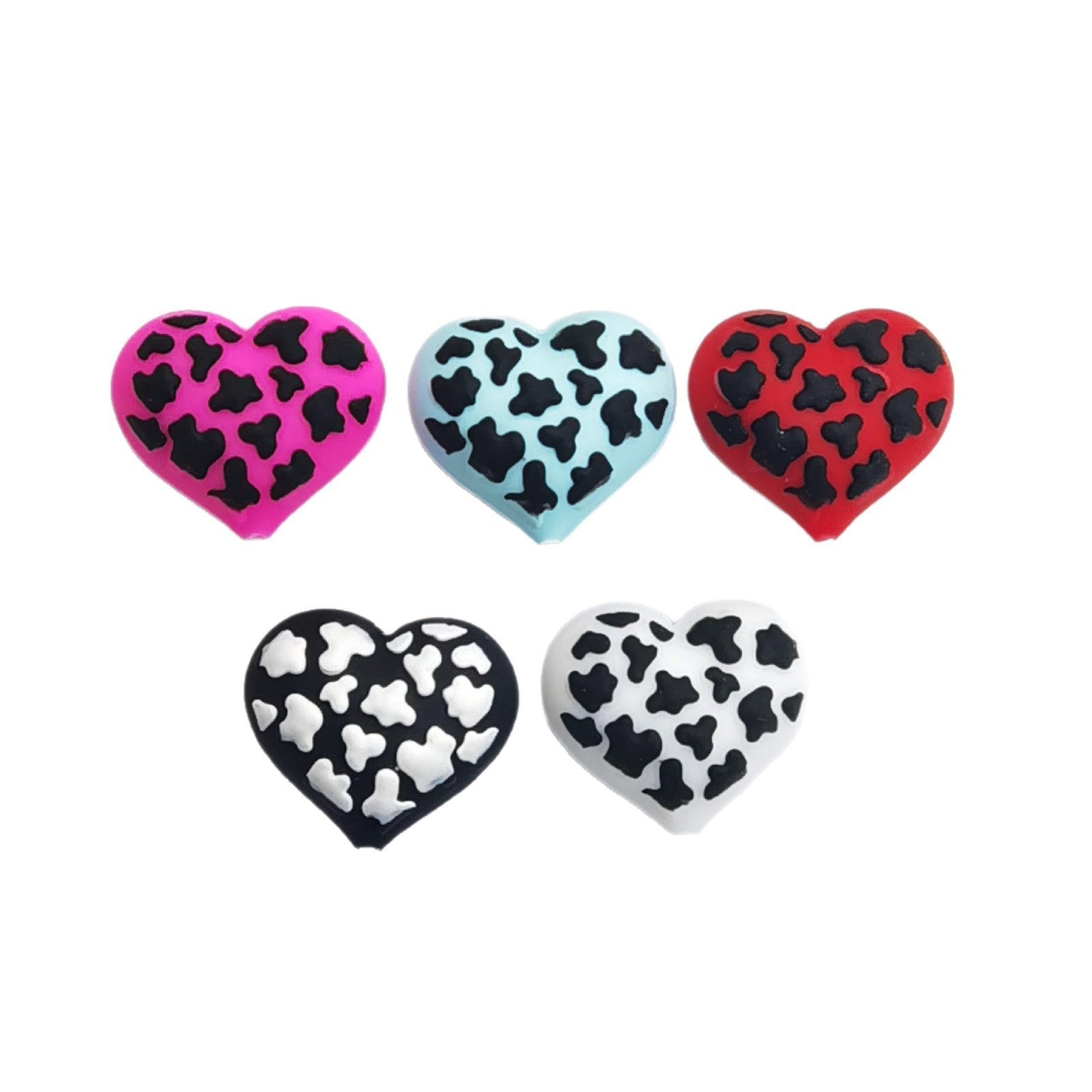 Wholesale 10pcs Valentine' s Day 3D Heart Beads with Through Holes Focal Beads