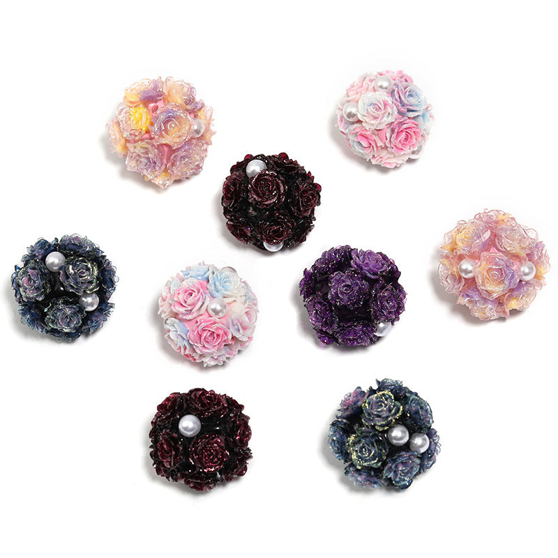 Wholesale 10pcs Simulated Soft Rose Clay Diamond Ball Pearl Camellia Diy Flower Ball Beads