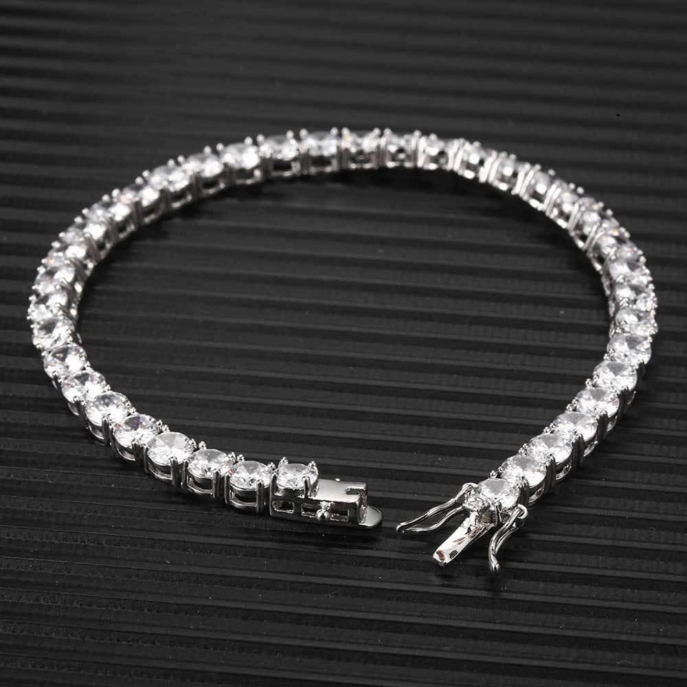 Wholesale Trendy Tennis Chain Zirconia Bracelet Hip Hop Copper Plated Men's Bracelet Jewelry Fashion Accessories