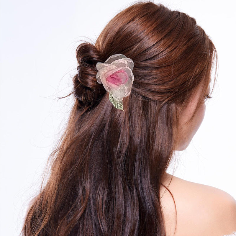 Wholesale Dried rose flower bangs side hair accessories
