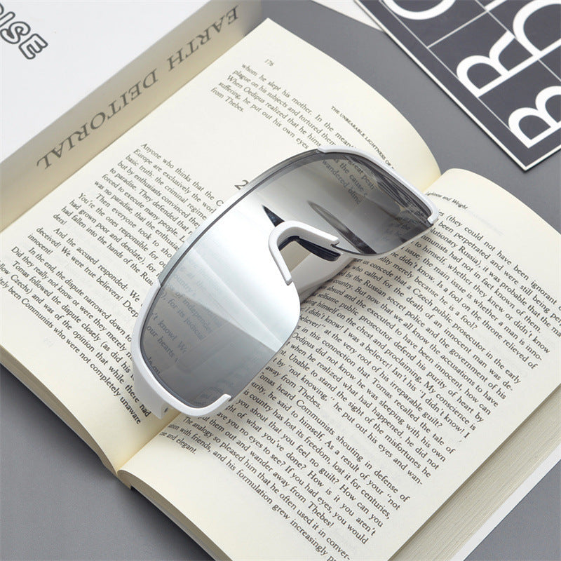Wholesale Road cycling white mercury sunglasses fashion mountaineering running one-piece sunglasses anti-ultraviolet