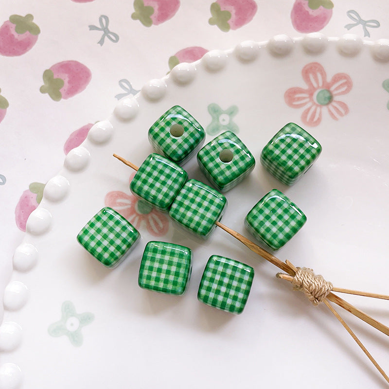 Wholesale 10pcs low saturation wave point heart block Acrylic Beads