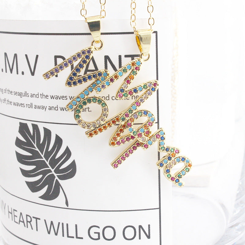 Wholesale MOM Alphabet Mother's Day Gift Alloy Necklaces