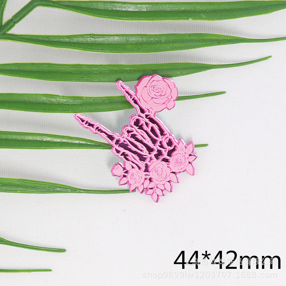 Wholesale 10pcs Powder Blue Double Mirror Acrylic Skull Organ DIY Patch Accessories