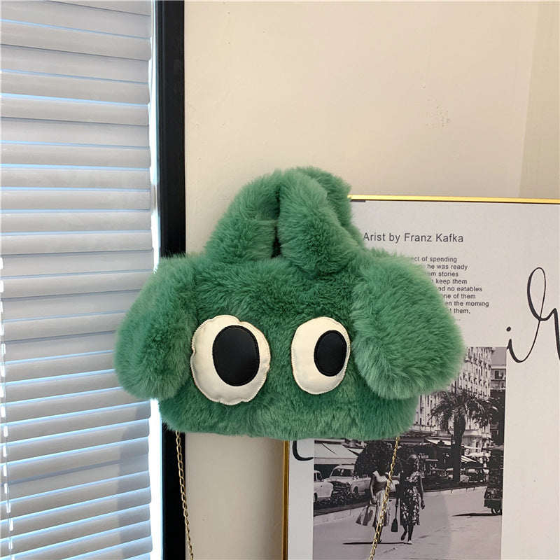 Wholesale 2023 Autumn and Winter New Plush Big Eyes Puppy Handbag Messenger Bag