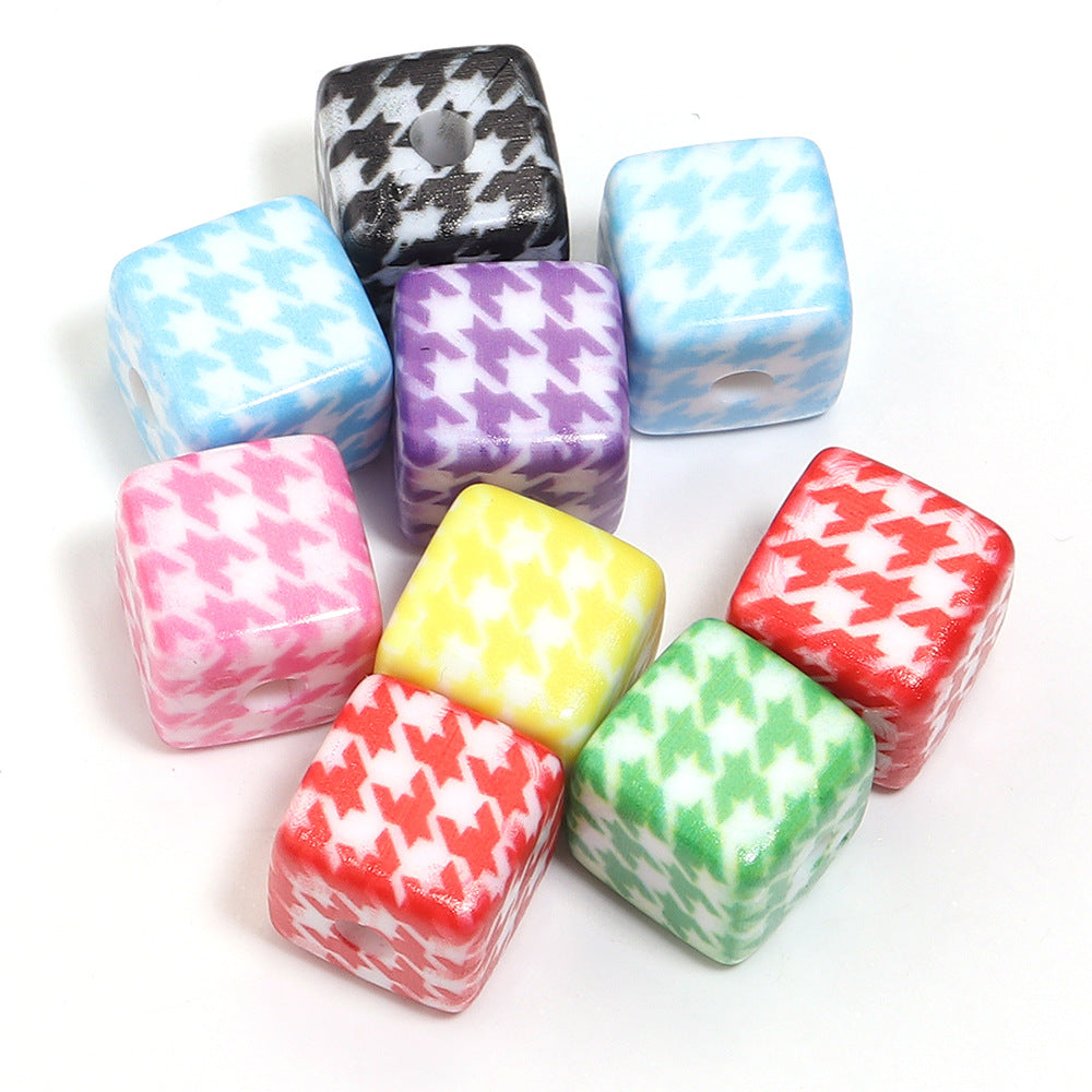 Wholesale 10pcs Printed Square Starry Sky Acrylic Beads