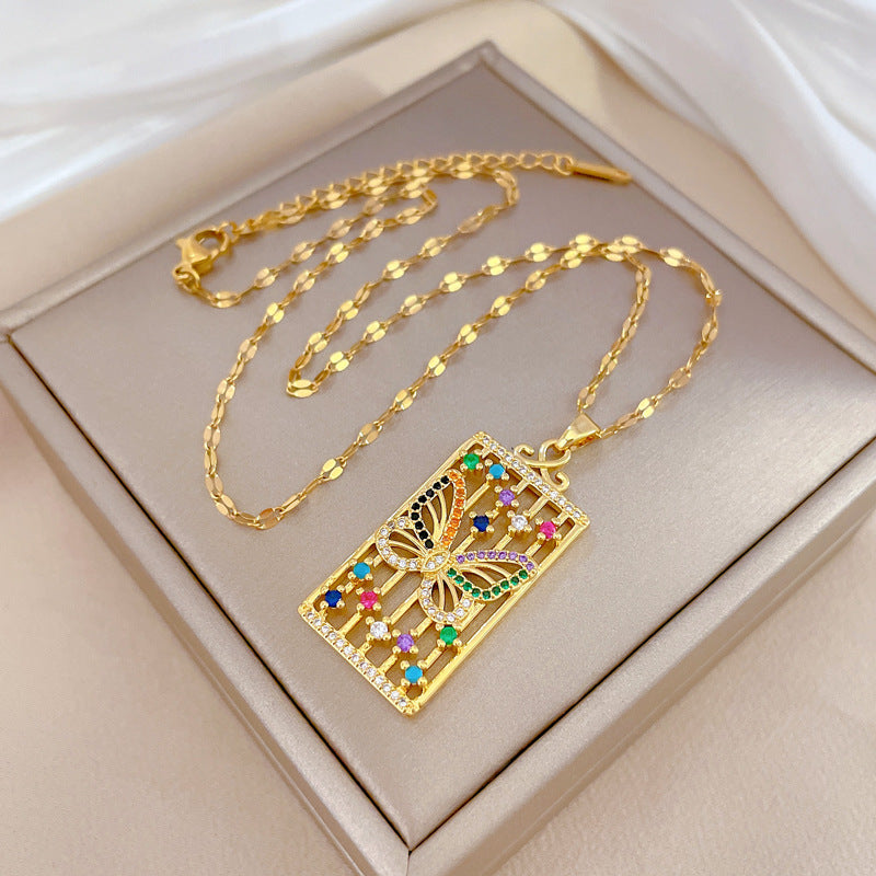 Wholesale Zircon Butterfly Stainless Steel Necklaces