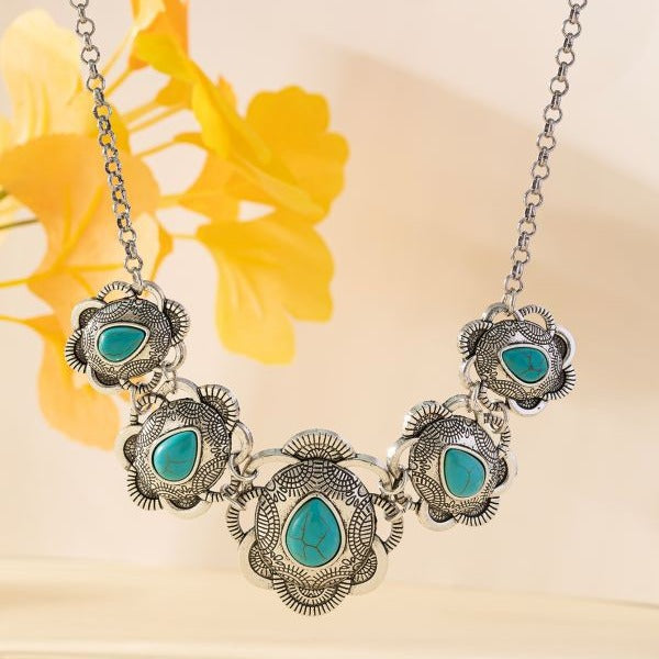 Wholesale Green necklace and earrings jewelry set Western style