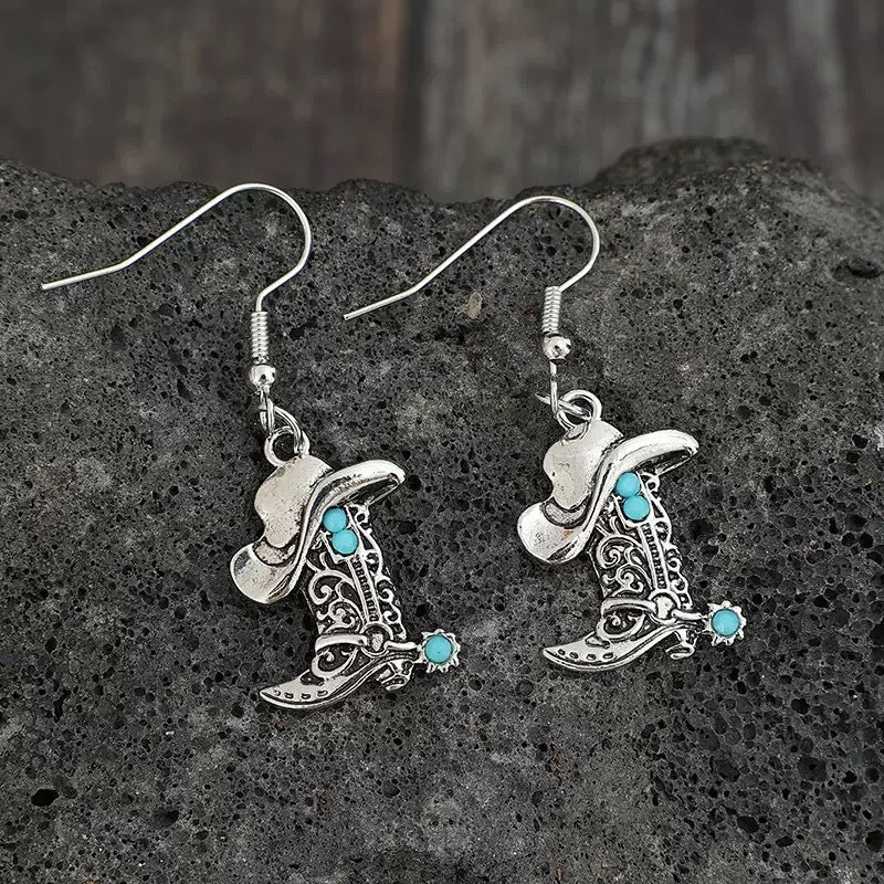 Wholesale  Bohemian West Style Creative Cowboy Hat Boots Earrings Western