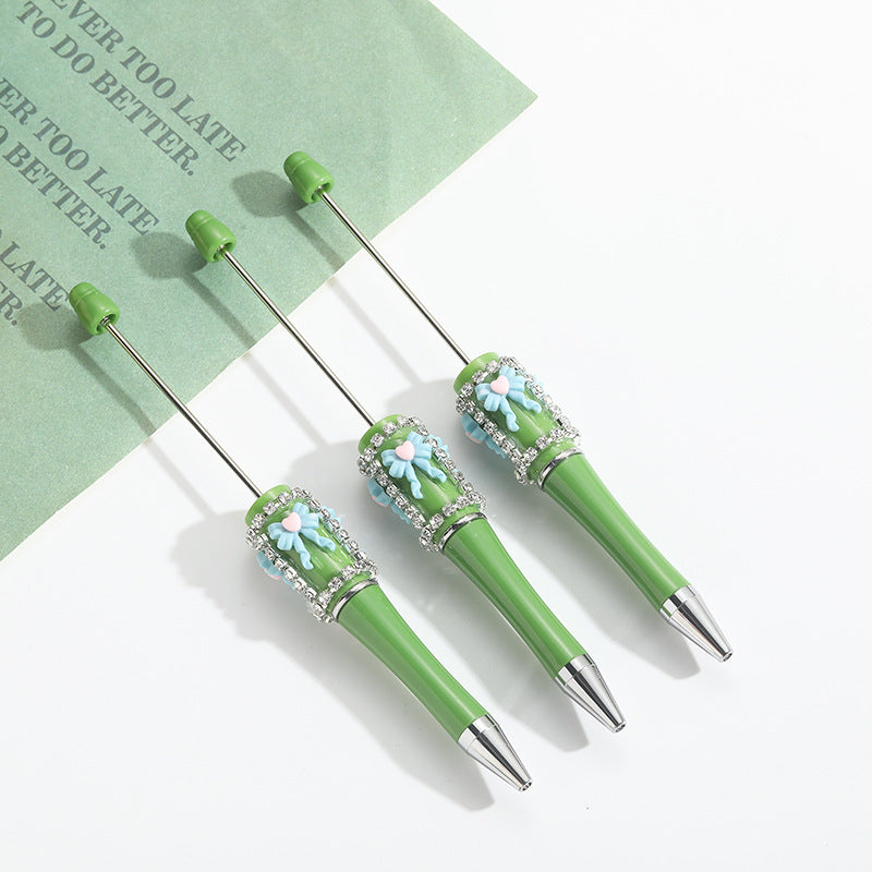 Wholesale 10pcs Beadable Pens Bow Handmade Diamond Ballpoint Pen