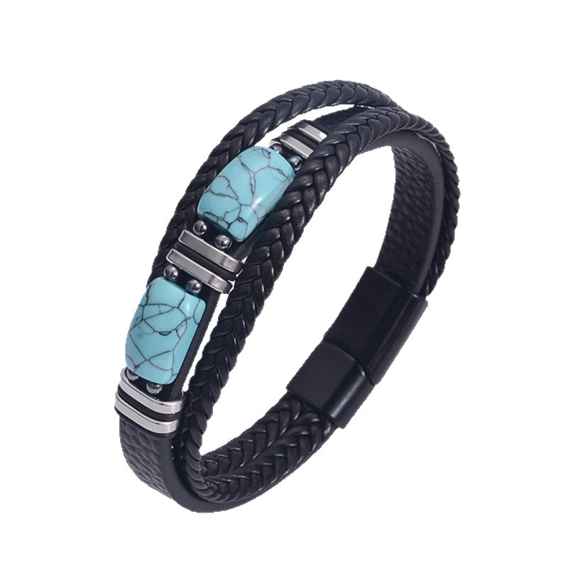 Wholesale Turquoise bracelet woven Stainless Steel Bracelets