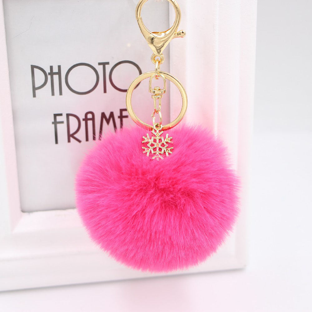 Wholesale Christmas Snowflake Plush Ball Keychain
