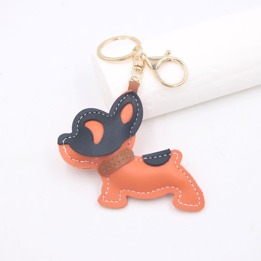 Wholesale Handmade French Bulldog Artificial Leather Keychain Bag Charm Pendant Decorative Accessory For Bags Keys Luggage