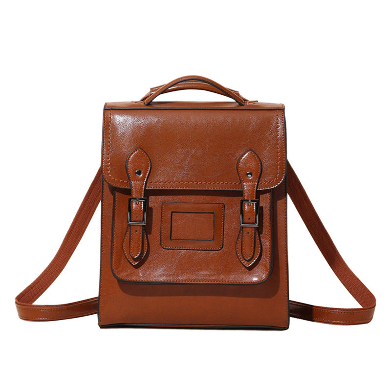Wholesale genuine leather women' s bag waxed cowhide backpack