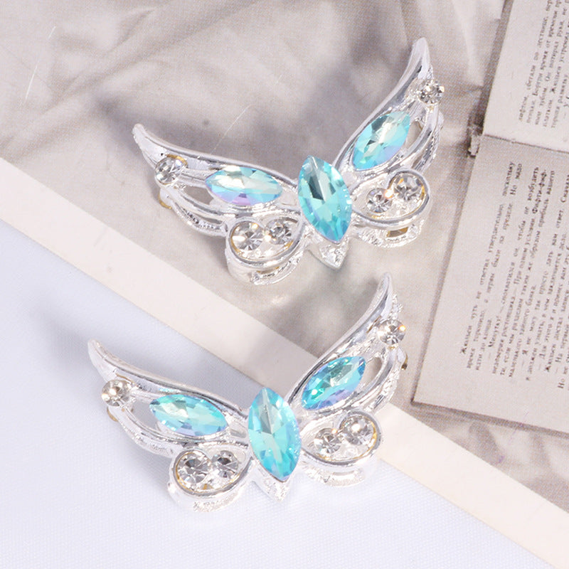 Wholesale 2PCS/Pack Alloy Stereo Small Butterfly DIY Straight Hole Beads Cute Decorative Mobile Phone Chain Key Chain Bag Chain Accessories