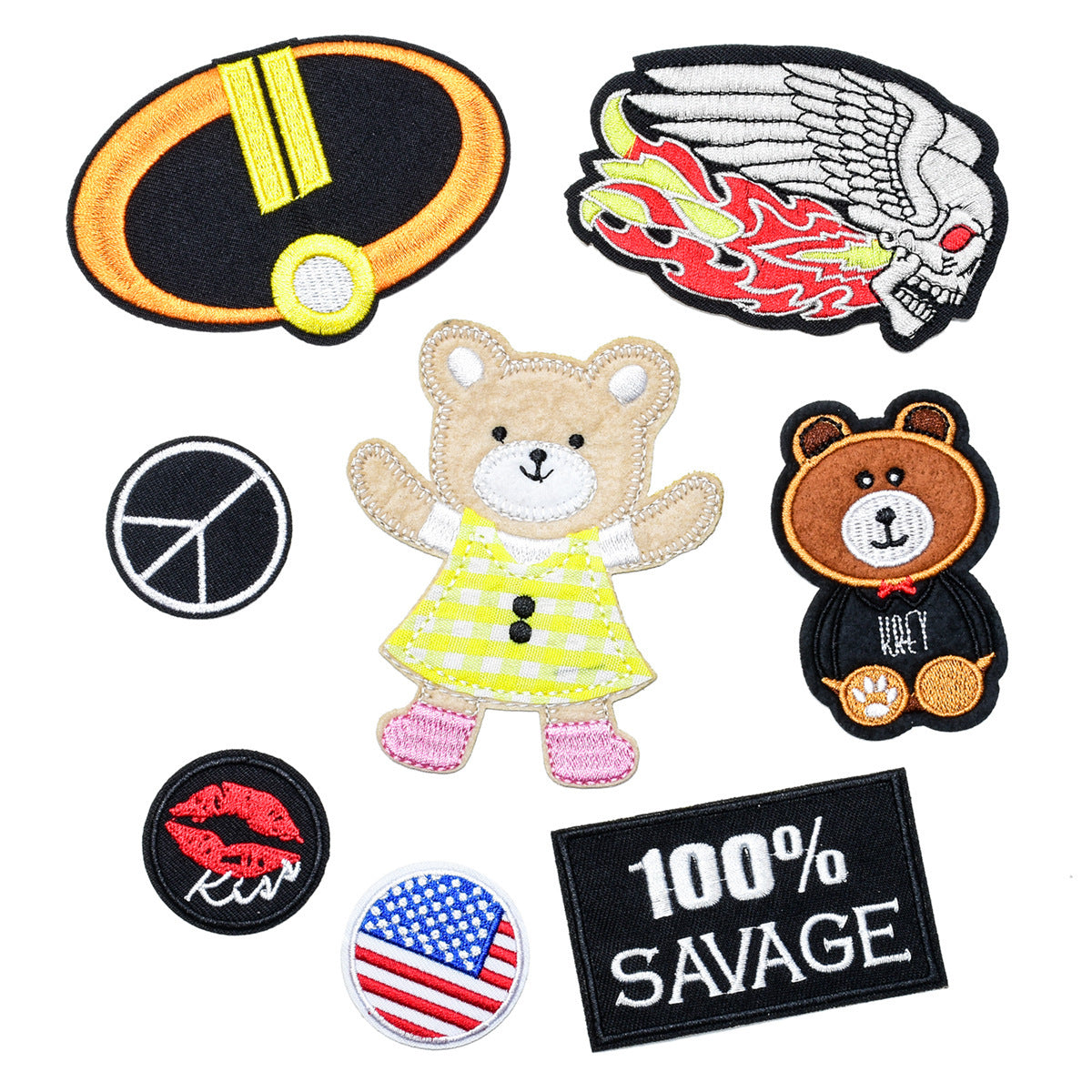 Wholesale Cartoon Bear Embroidered Cloth Patches Iron On Sewing Applique Decorative Clothing Accessory