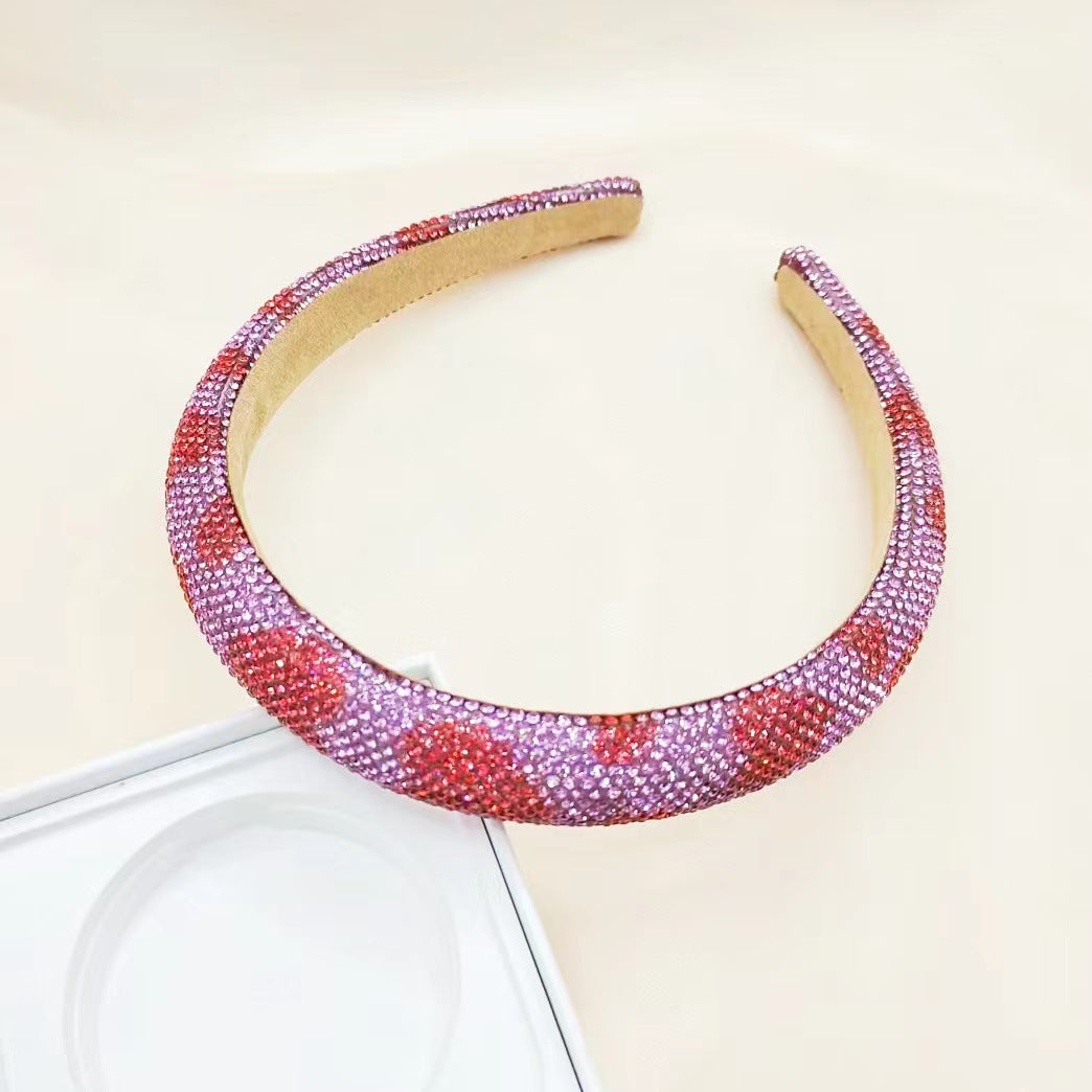 Wholesale Diamond Love Valentine's Day Sponge Head Hoops