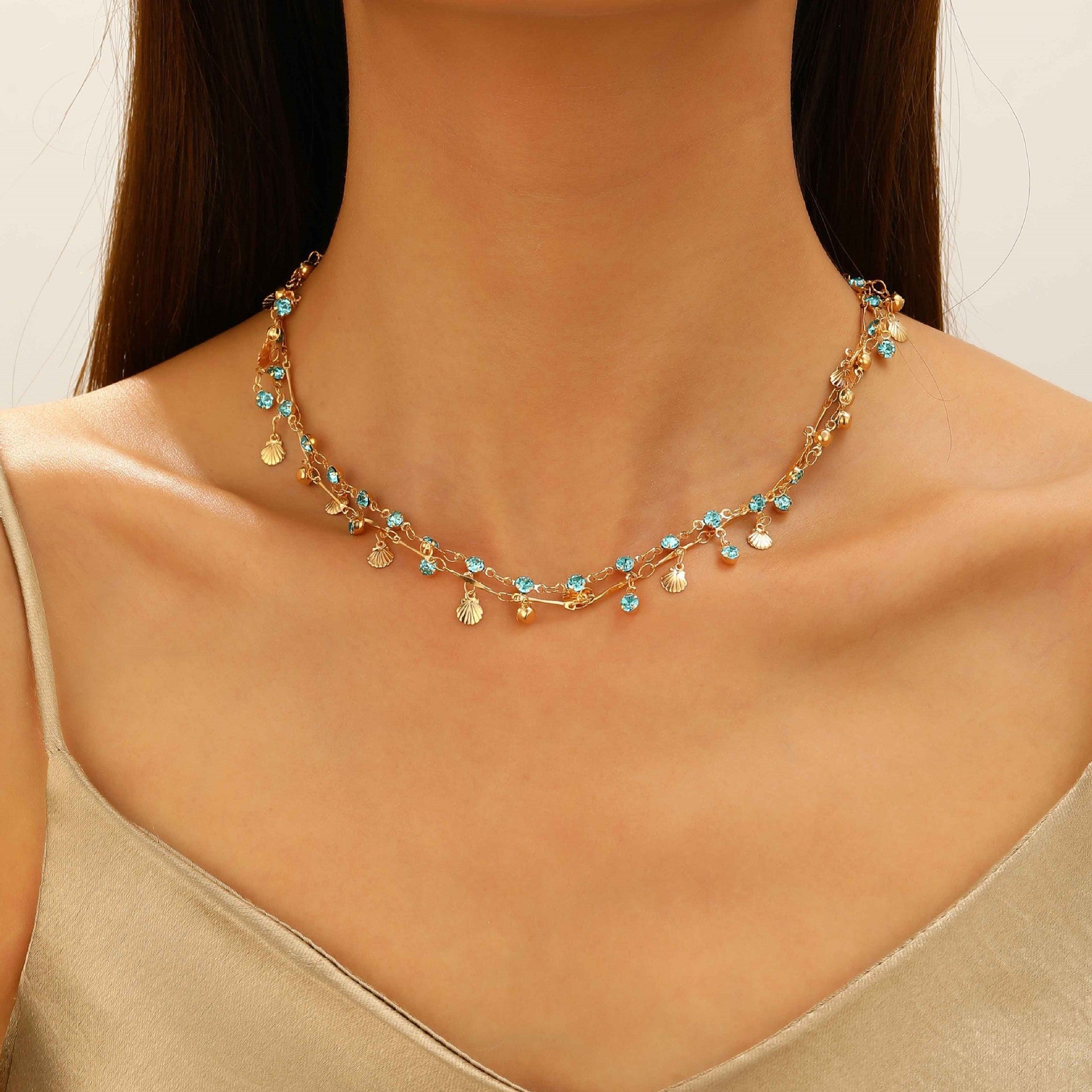 Wholesale Electroplated Alloy Bohemian Beach Shell Necklace And Bracelet Set For Women Faux Pearl Starfish Conch Fashion Accessory