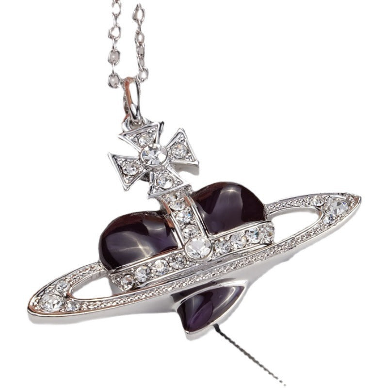 Wholesale Enamel Lacquered Love Saturn Necklace