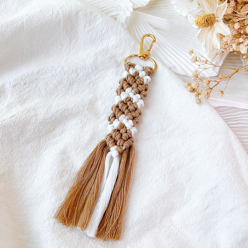 Wholesale Colorful Woven Cotton Rope Keychains