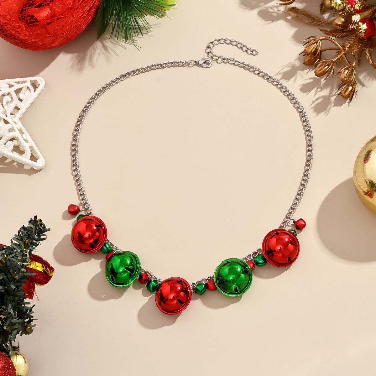Wholesale Christmas Colorful Bell Bracelet Earrings Necklace Set