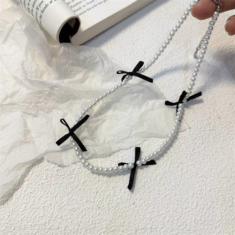 Wholesale Blue Lace Bow Pearl Jewelry Necklace