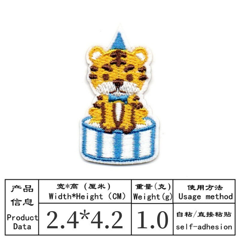 Wholesale 9 Pcs Embroidered Animal Patches Cartoon Lion Elephant Kids Clothing Towel Applique DIY Craft Gift