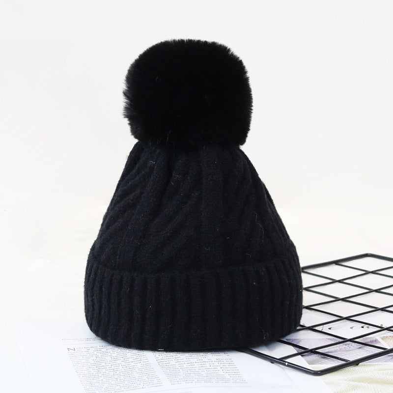 Wholesale Autumn and Winter Knitted Woolen Hat Thickened and Velvet Warm Hat