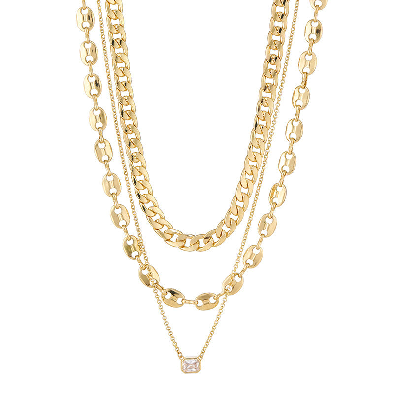 Wholesale Pig Nose Chain Zircon Multi-row Stacking Set Chain