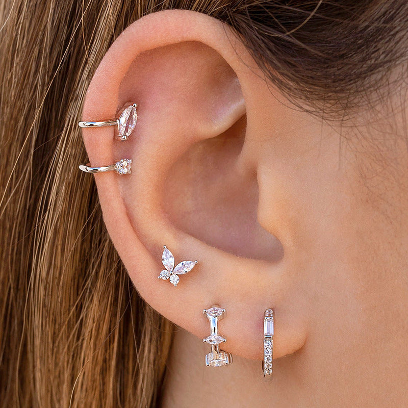 Wholesale Butterfly Colored Zircon Copper Earrings