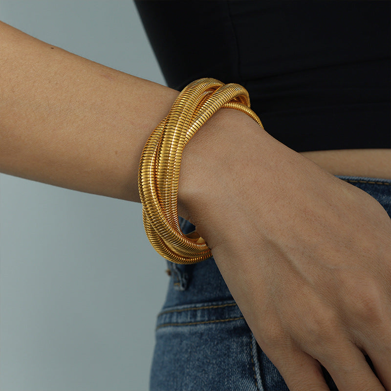 Wholesale 18K Gold Plated Four-layer Goose Throat Stretch Bracelet