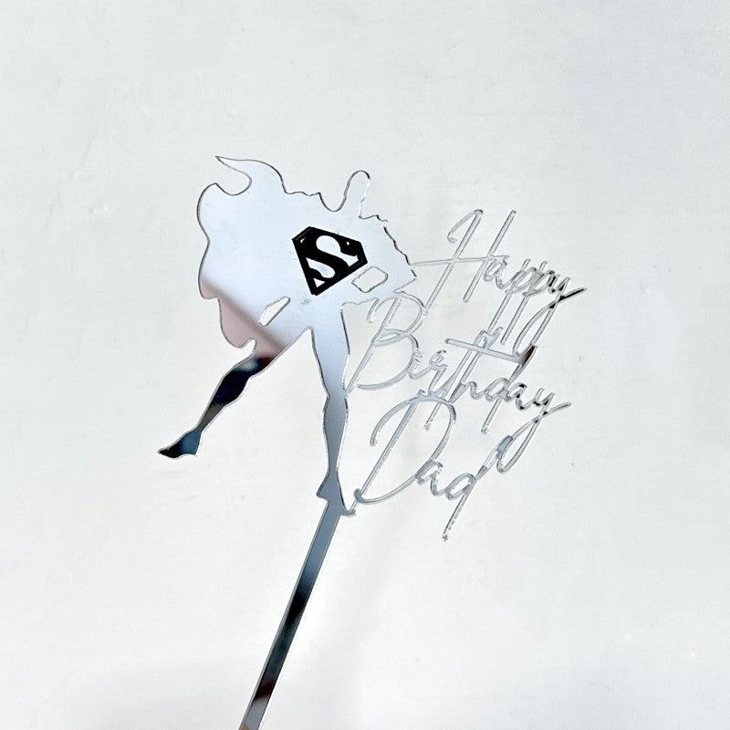 Wholesale 10PCS/PACK Father's Day Superman Dad Acrylic Cake Insert Decoration