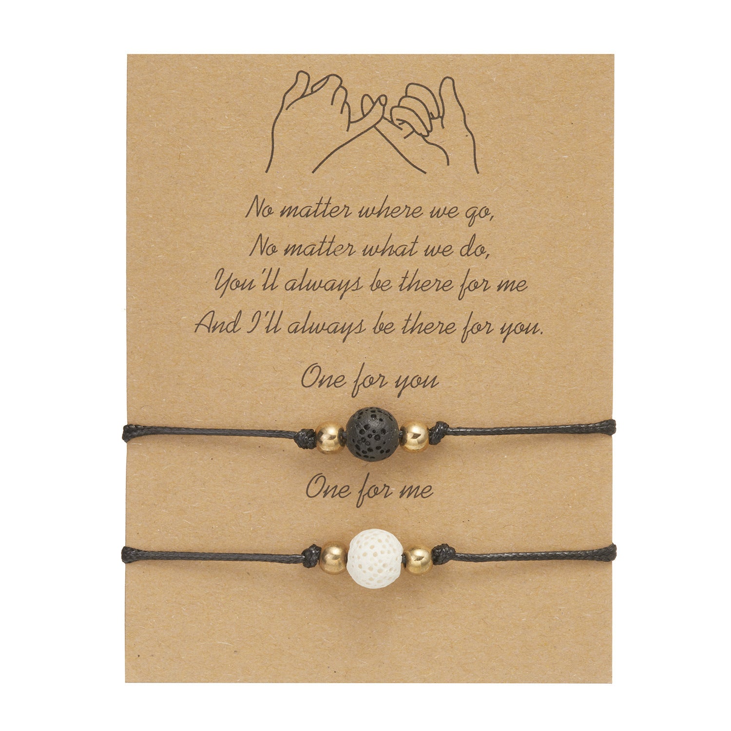 Wholesale Geometric 8-character Volcanic Stone Sunflower 2-piece Braided Adjustable Paper Card Bracelet