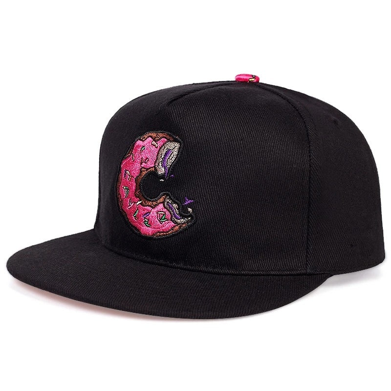 Wholesale Notched Donut Embroidered Flat Cap