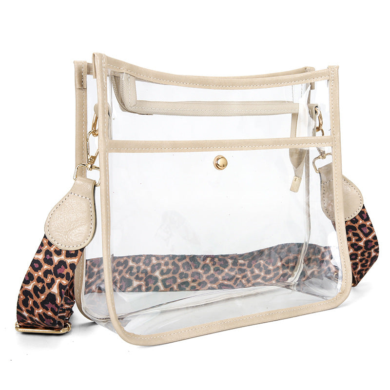 Wholesale Western Style Leopard Print Small Square Transparent Crossbody Bag