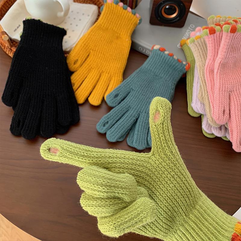 Wholesale Fingerless Candy Color Windproof Warm Gloves