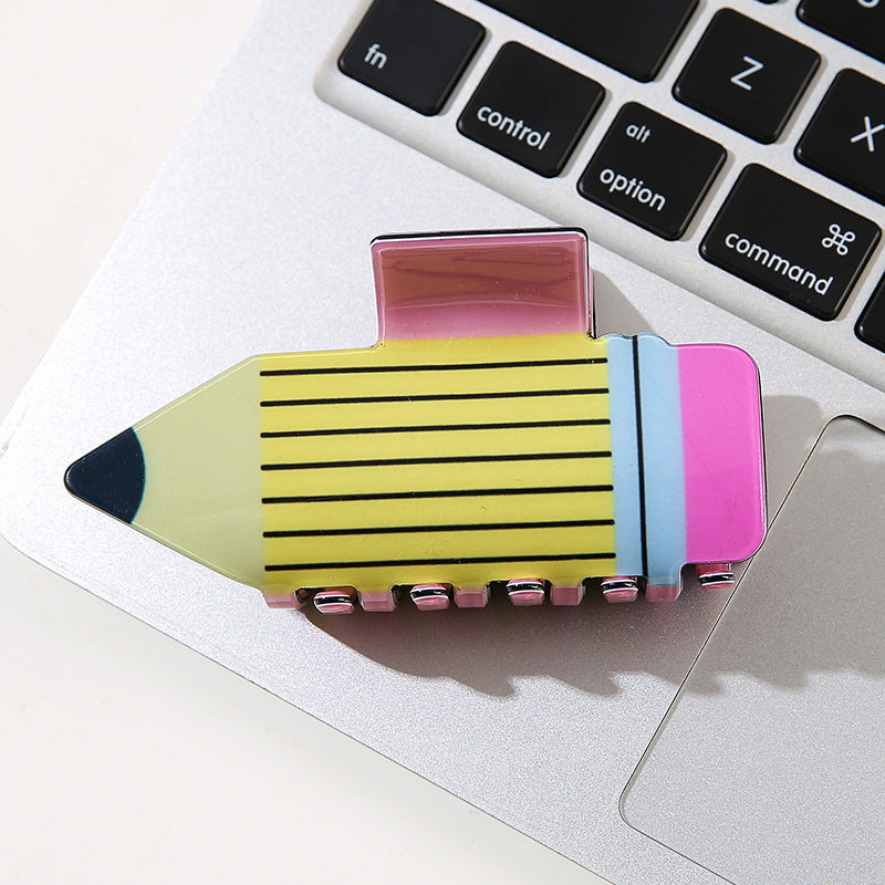 Wholesale PVC Pencil Claw Hair Clip Multi Color Cute Design Trendy Hair Accessory For Resale