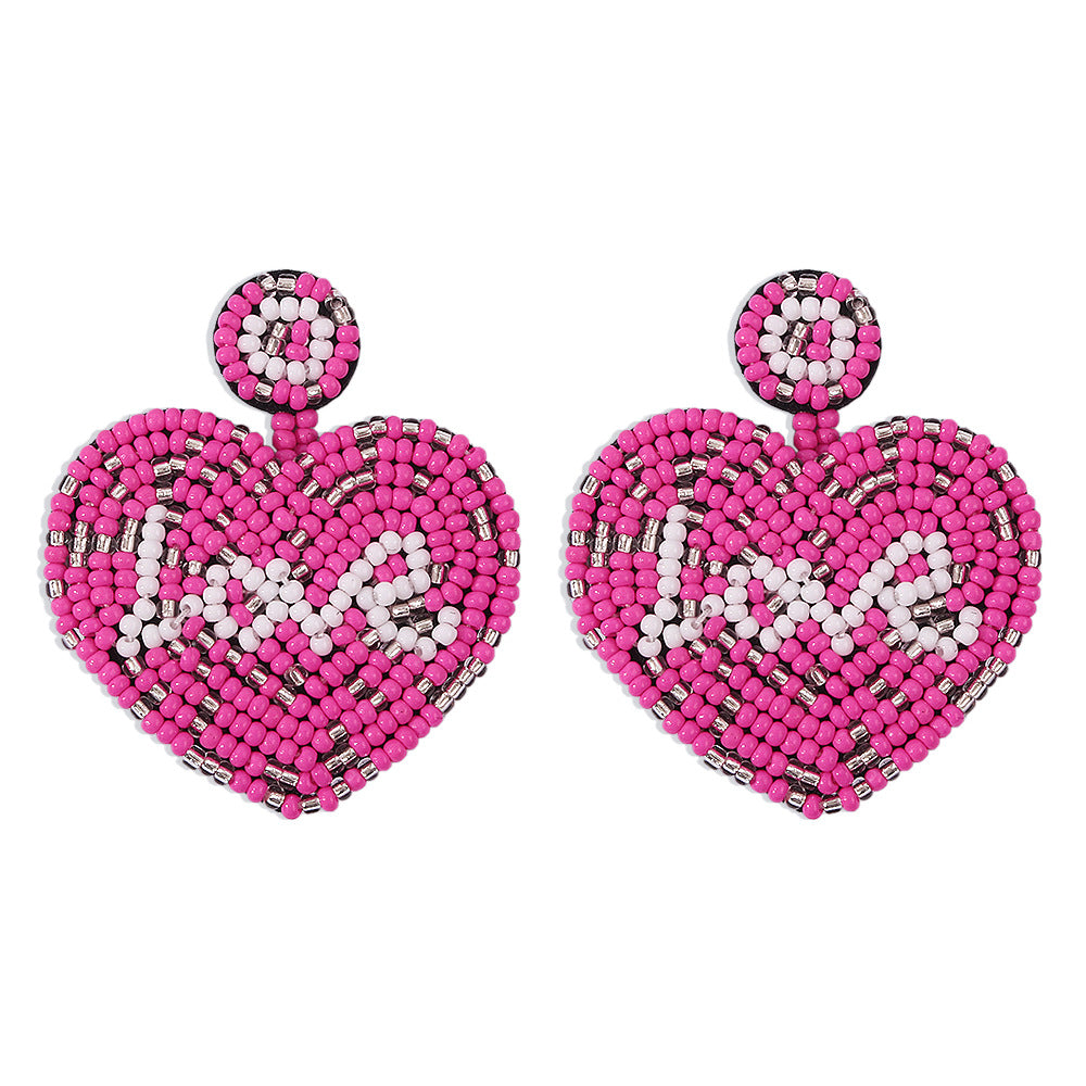 Wholesale Ethnic Bohemian Heart Letter Beaded Earrings
