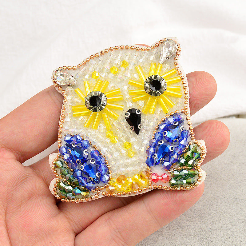 Wholesale DIY Handmade Beaded Cloth Stickers Cat Fox Owl Hat Clothes Decoration