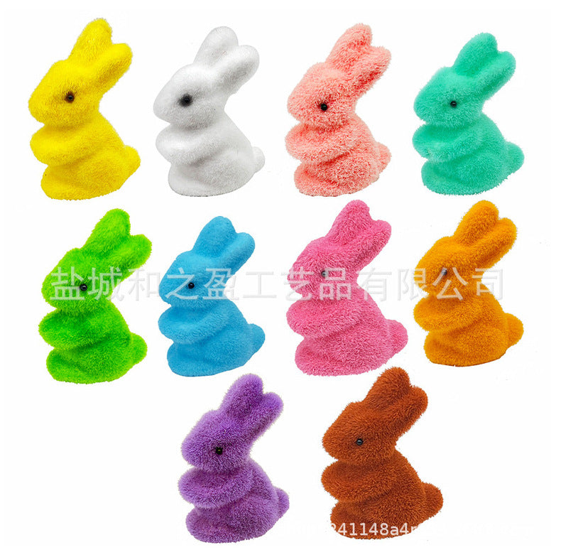 Wholesale Easter Rabbit Foam Colored Flocking Rabbit